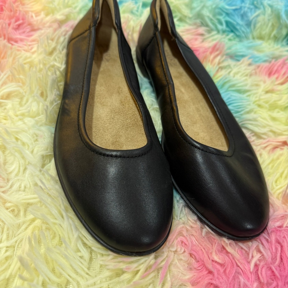 Naturalizer Ballet Flats Womens 9M Black Leather Round Toe Slip On